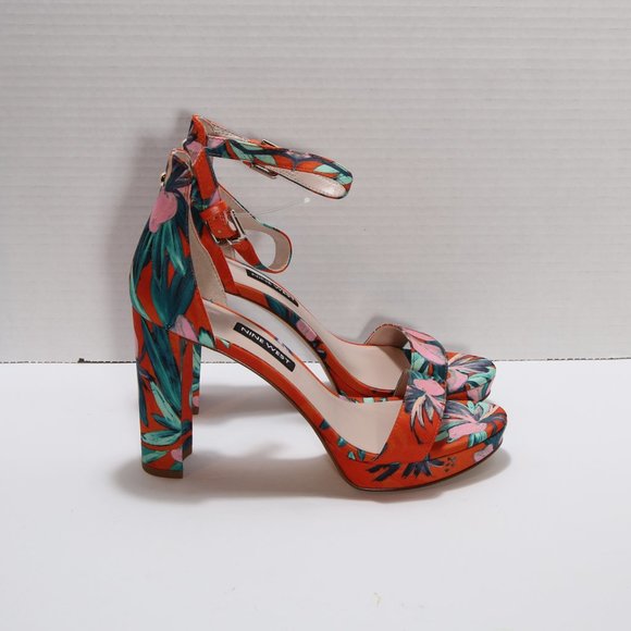 Nine West Coral & Turquoise Dempsey Ankle-Strap Sandal Size 6.5 NWT - Picture 3 of 8